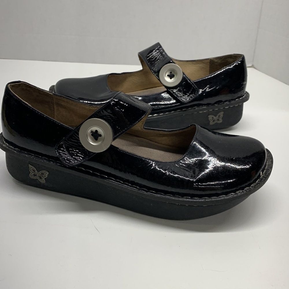 Alegria Paloma Brilliant Black Patent Leather Mary Jane Shoes Size 39 | 9